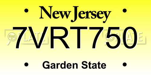 7VRT750 New Jersey License Plate