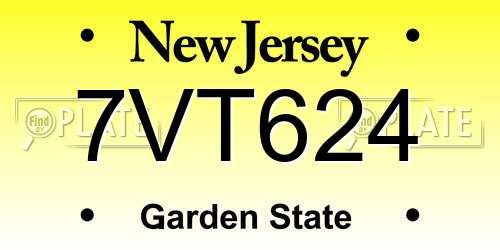 7VT624 New Jersey License Plate