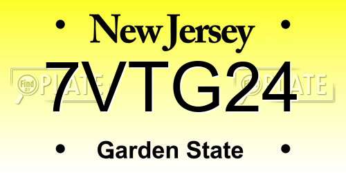 7VTG24 New Jersey License Plate