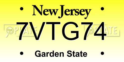 7VTG74 New Jersey License Plate