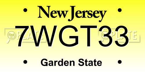 7WGT33 New Jersey License Plate