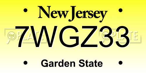 7WGZ33 New Jersey License Plate