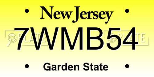 7WMB54 New Jersey License Plate