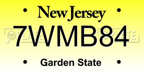 7WMB84 New Jersey License Plate