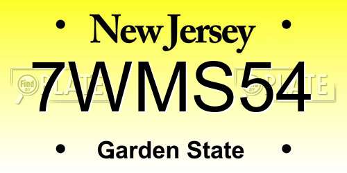 7WMS54 New Jersey License Plate