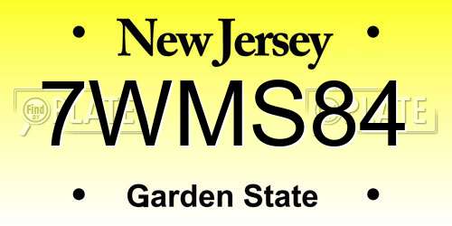 7WMS84 New Jersey License Plate