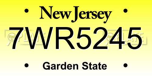 7WR5245 New Jersey License Plate