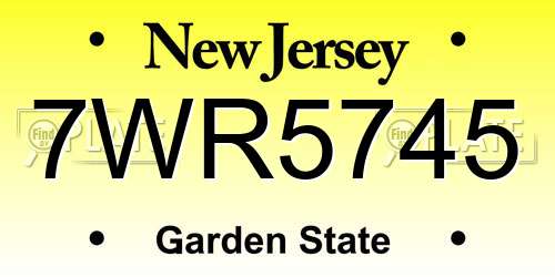 7WR5745 New Jersey License Plate