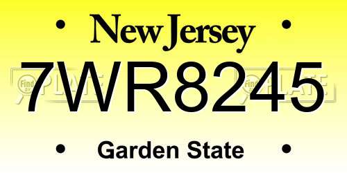 7WR8245 New Jersey License Plate