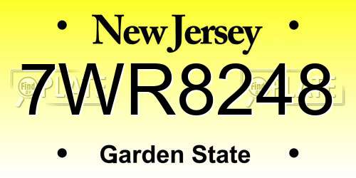7WR8248 New Jersey License Plate