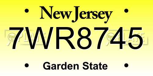 7WR8745 New Jersey License Plate