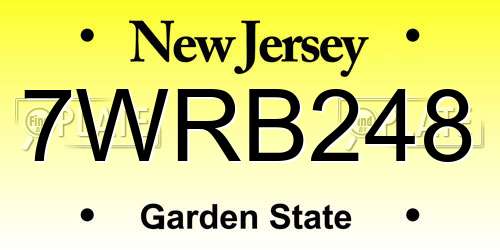 7WRB248 New Jersey License Plate