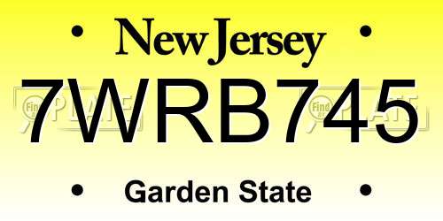 7WRB745 New Jersey License Plate