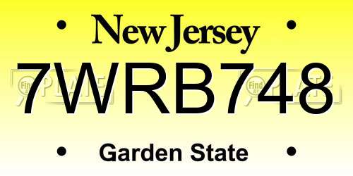 7WRB748 New Jersey License Plate