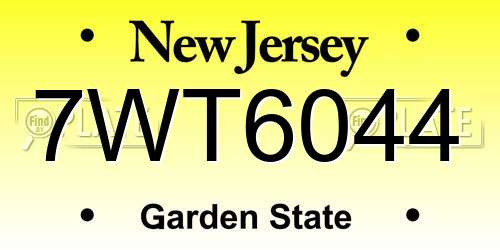 7WT6044 New Jersey License Plate