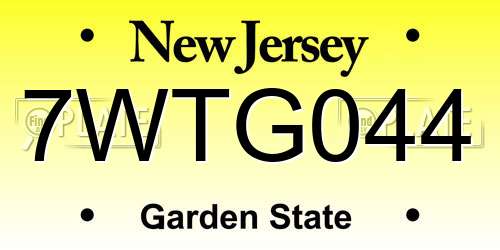 7WTG044 New Jersey License Plate