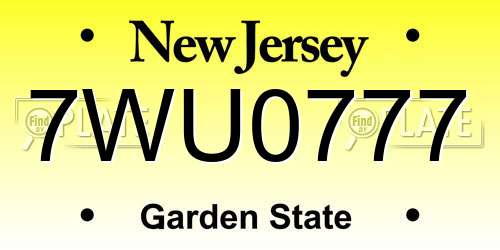 7WU0777 New Jersey License Plate