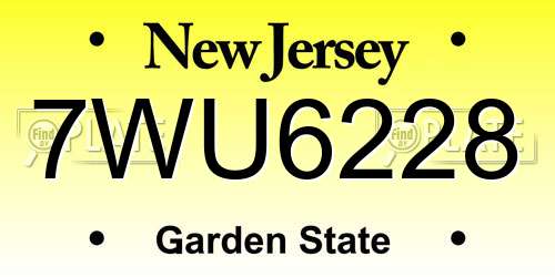 7WU6228 New Jersey License Plate