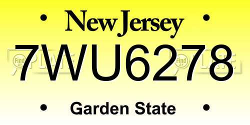 7WU6278 New Jersey License Plate