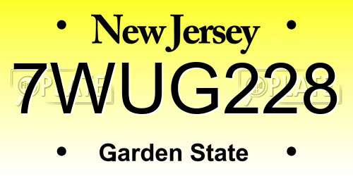 7WUG228 New Jersey License Plate