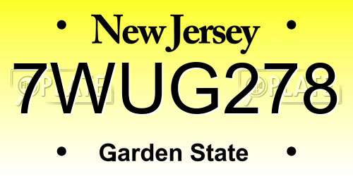 7WUG278 New Jersey License Plate