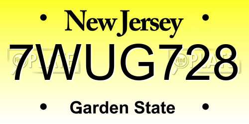 7WUG728 New Jersey License Plate