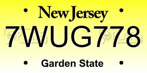7WUG778 New Jersey License Plate