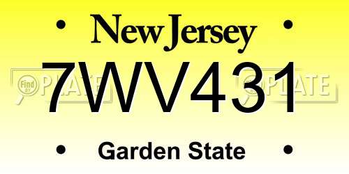 7WV431 New Jersey License Plate