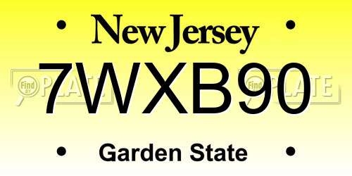 7WXB90 New Jersey License Plate