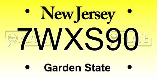 7WXS90 New Jersey License Plate
