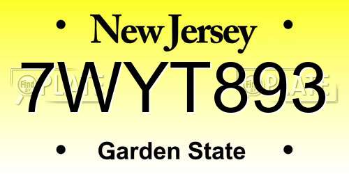 7WYT893 New Jersey License Plate