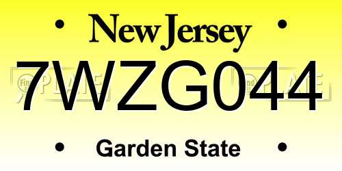 7WZG044 New Jersey License Plate