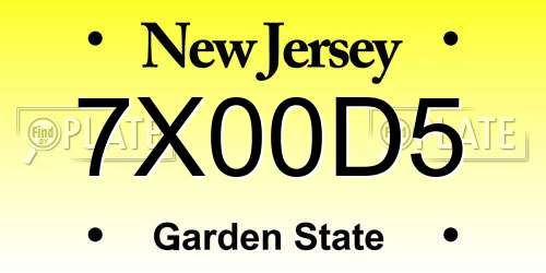 7X00D5 New Jersey License Plate