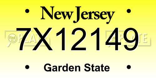 7X12149 New Jersey License Plate