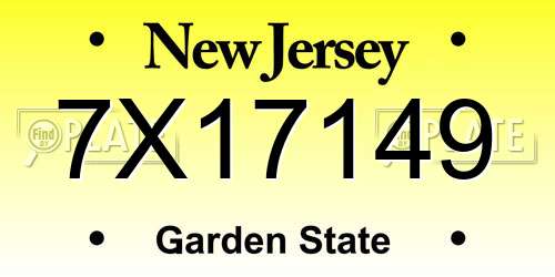 7X17149 New Jersey License Plate