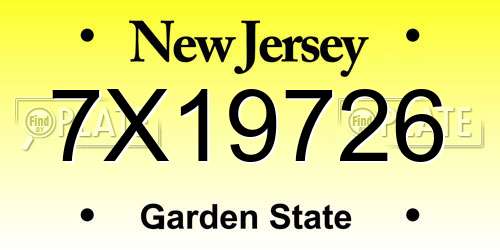 7X19726 New Jersey License Plate