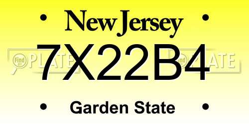 7X22B4 New Jersey License Plate