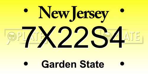 7X22S4 New Jersey License Plate