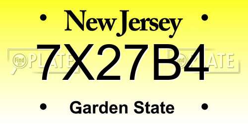 7X27B4 New Jersey License Plate