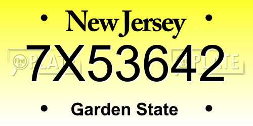 7X53642 New Jersey License Plate