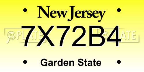 7X72B4 New Jersey License Plate