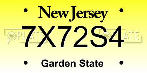 7X72S4 New Jersey License Plate