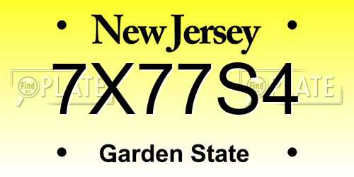 7X77S4 New Jersey License Plate