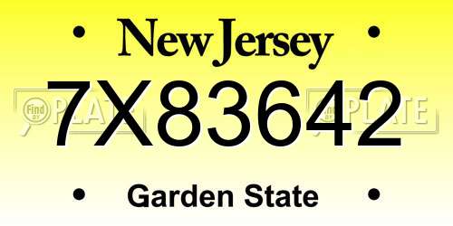7X83642 New Jersey License Plate