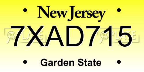 7XAD715 New Jersey License Plate