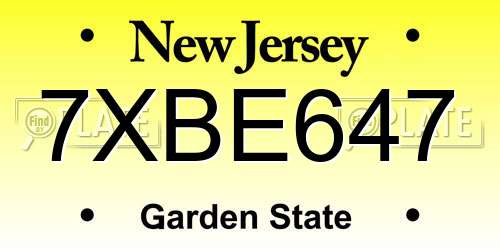 7XBE647 New Jersey License Plate