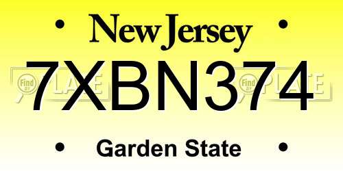 7XBN374 New Jersey License Plate