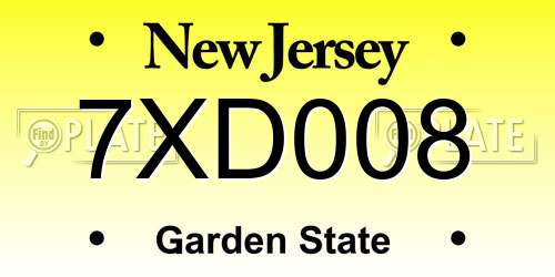 7XD008 New Jersey License Plate