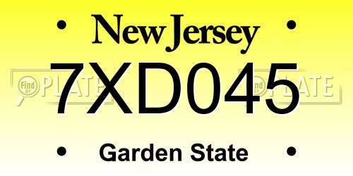 7XD045 New Jersey License Plate
