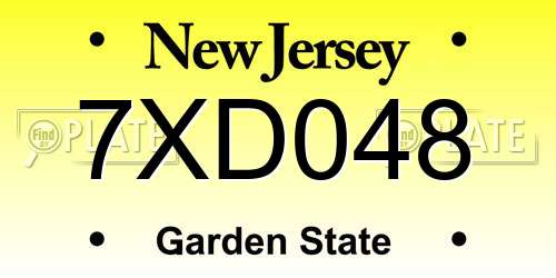 7XD048 New Jersey License Plate
